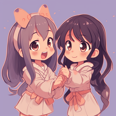 Image For Post | Two chibi friends, one winking while the other one is cheering, vibrant colors. adorable matching anime pfp for best friends - [Matching Anime PFP Best Friends Collection](https://hero.page/pfp/matching-anime-pfp-best-friends-collection)