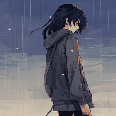 Image For Post | Character sitting alone under a cloudy sky, detailed raindrops and use of shading. melancholic pfp selections - [Depressed Anime PFP Collection](https://hero.page/pfp/depressed-anime-pfp-collection)