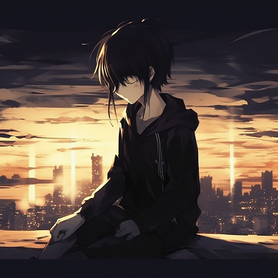 Image For Post | Anime boy in solitude under the moonlight, minimalistic design with cool tones. emotive depressed pfp boys - [Depressed Anime PFP Collection](https://hero.page/pfp/depressed-anime-pfp-collection)