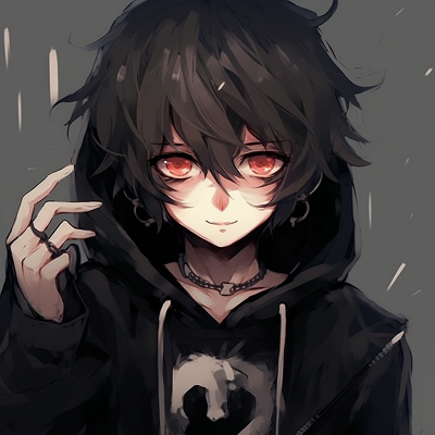 Image For Post | Anime character in emo attire, with visible hair under a hoodie and glassy eyes. mysterious emo anime pfp - [emo anime pfp Collection](https://hero.page/pfp/emo-anime-pfp-collection)