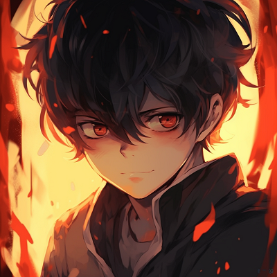 Image For Post | Profile picture of an anime boy with fiery red tones overflowing with intensity. anime pfp boy colors - [Anime Pfp Boy](https://hero.page/pfp/anime-pfp-boy)