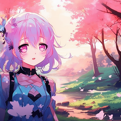 Image For Post | Sakura in a dreamy landscape, soft colors and gentle shading. unique anime aesthetic pfp selections - [Anime Aesthetic PFP World](https://hero.page/pfp/anime-aesthetic-pfp-world)