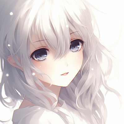 Image For Post | Anime girl with a luminous white charm, the purity captured in her eyes and radiant skin. anime pfp girl with white charm - [White Anime PFP](https://hero.page/pfp/white-anime-pfp)