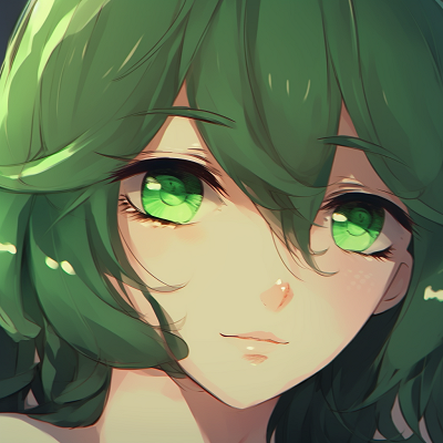 Image For Post Mysterious Green eyed Character - whimsical green anime pfp collection