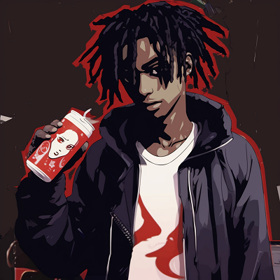 Image For Post | Playboi Carti in the aesthetic of Tokyo Ghoul, monochrome with red accents. playboi carti anime pfp aesthetics - [Playboi Carti PFP Anime Art Collection](https://hero.page/pfp/playboi-carti-pfp-anime-art-collection)
