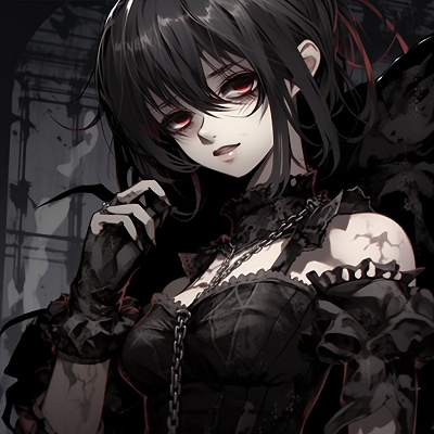 Image For Post | Gothic anime girl with dark eyes, featuring the detailed artistry of gothic anime designs. majestic gothic anime girl pfp - [Gothic Anime PFP Gallery](https://hero.page/pfp/gothic-anime-pfp-gallery)