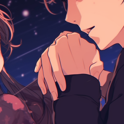 Image For Post | Two characters admiring the stars together, their eyes reflecting the same starry pattern. charming matching couple pfp pfp for discord. - [matching couple pfp, aesthetic matching pfp ideas](https://hero.page/pfp/matching-couple-pfp-aesthetic-matching-pfp-ideas)
