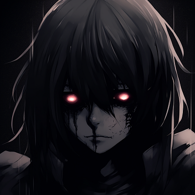 Image For Post | A gothic anime ghoul, dark color palette with focused eye details. gothic scary anime pfp pfp for discord. - [Scary Anime PFP Collection](https://hero.page/pfp/scary-anime-pfp-collection)