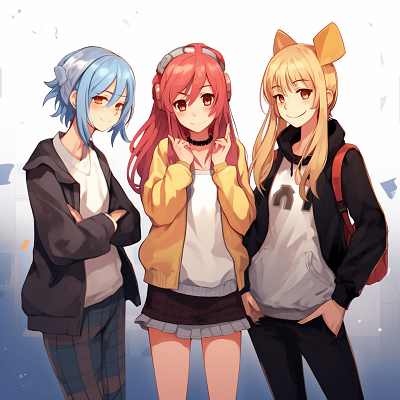 Image For Post Dynamic Girl Trio Portrait - girl anime trio pfp