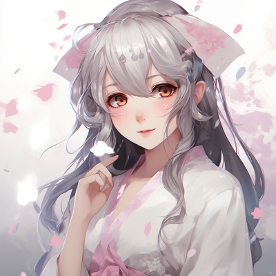 Image For Post | Sakura surrounded by swirling cherry blossoms, detailed patterns and cool colors. graceful female anime pfp pfp for discord. - [female anime pfp](https://hero.page/pfp/female-anime-pfp)