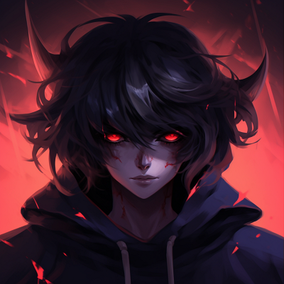 Image For Post | Profile of a demonic boy shrouded in shadows, piercing red eyes and dark color palette. boys' demonic anime pfp pfp for discord. - [demonic anime pfp](https://hero.page/pfp/demonic-anime-pfp)