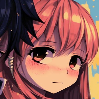 Image For Post | Natsu and Lucy, expressions of camaraderie, in the backdrop of Fairy Tail guild symbol. creative matching pfp pfp for discord. - [off](https://hero.page/pfp/off-brand-matching-pfp-matching-pfps-only)