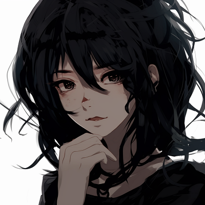Image For Post | Anime girl with black hair and striking eyes. Art style focuses on delicate linework especially on her hair strands. black pfp anime female characters pfp for discord. - [Black PFP Anime Collections](https://hero.page/pfp/black-pfp-anime-collections)