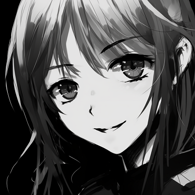 Image For Post | A grinning female anime character, the monochrome hues emphasizing her expressive eyes. famous black and white pfp female anime pfp for discord. - [Top Black And White PFP Anime](https://hero.page/pfp/top-black-and-white-pfp-anime)