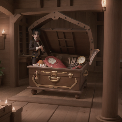 Image For Post Anime, vampire's coffin, harp, map, zookeeper, circus, HD, 4K, AI Generated Art