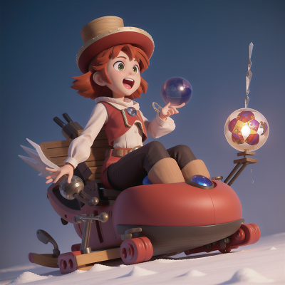 Image For Post Anime, hovercraft, crystal ball, sled, wild west town, romance, HD, 4K, AI Generated Art