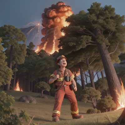 Image For Post Anime, forest, bigfoot, volcanic eruption, wind, firefighter, HD, 4K, AI Generated Art