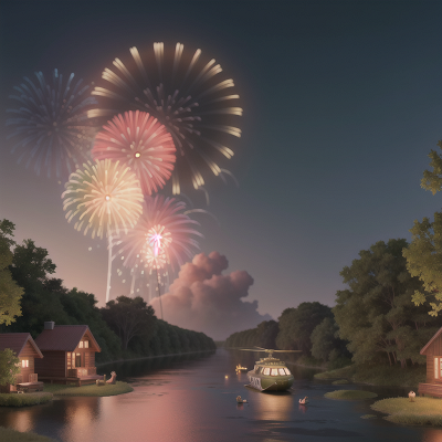 Image For Post Anime, helicopter, fireworks, swamp, ghost, river, HD, 4K, AI Generated Art