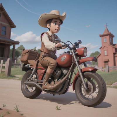 Image For Post Anime, confusion, wild west town, flying, motorcycle, haunted mansion, HD, 4K, AI Generated Art
