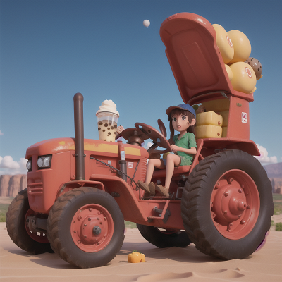 Image For Post Anime, tractor, space, desert, confusion, bubble tea, HD, 4K, AI Generated Art