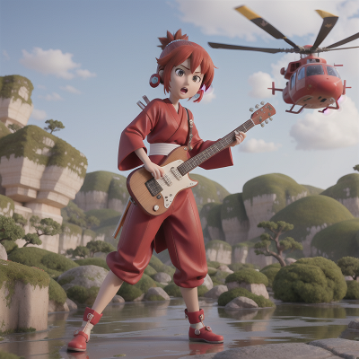Image For Post Anime, helicopter, samurai, drought, electric guitar, camera, HD, 4K, AI Generated Art