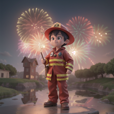 Image For Post Anime, firefighter, goblin, enchanted mirror, teleportation device, fireworks, HD, 4K, AI Generated Art