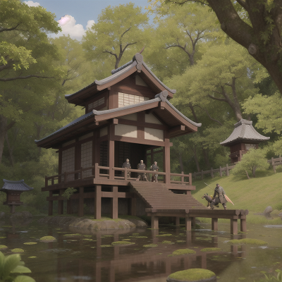 Image For Post Anime, swamp, samurai, fighting, time machine, fish, HD, 4K, AI Generated Art