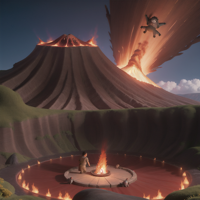 Image For Post Anime, sasquatch, exploring, volcano, kraken, flying carpet, HD, 4K, AI Generated Art