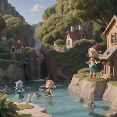 Image For Post Anime, swimming, crystal, village, elf, wizard, HD, 4K, AI Generated Art