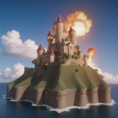 Image For Post Anime, castle, volcano, ocean, farm, king, HD, 4K, AI Generated Art