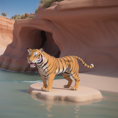 Image For Post Anime, desert, confusion, tiger, beach, mermaid, HD, 4K, AI Generated Art