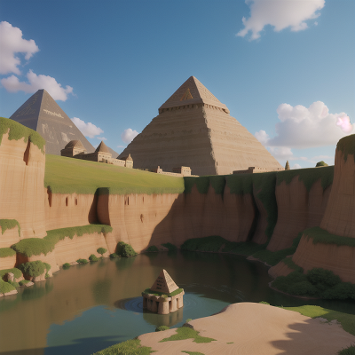 Image For Post Anime, farm, pyramid, cave, river, goblin, HD, 4K, AI Generated Art
