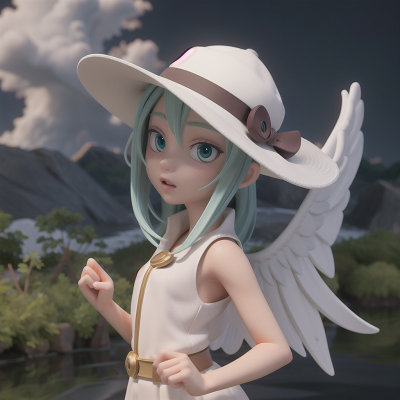 Image For Post Anime, alien, storm, river, angel, hat, HD, 4K, AI Generated Art