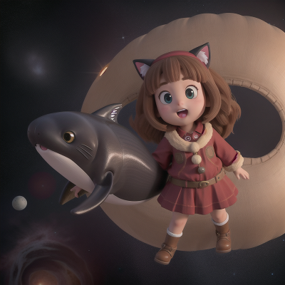 Image For Post Anime, cat, space, whale, holodeck, dwarf, HD, 4K, AI Generated Art