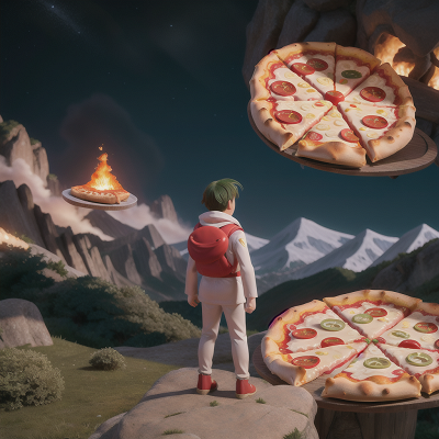 Image For Post Anime, mountains, pizza, space, ghostly apparition, anger, HD, 4K, AI Generated Art