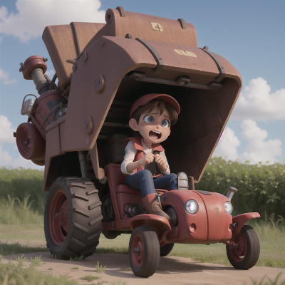 Image For Post Anime, magic portal, tractor, confusion, cyborg, crying, HD, 4K, AI Generated Art