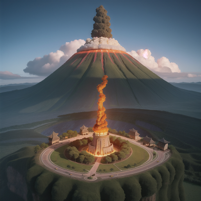 Image For Post Anime, magic portal, skyscraper, forest, volcano, tower, HD, 4K, AI Generated Art