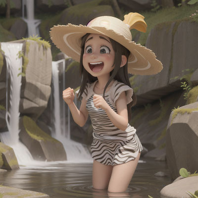Image For Post Anime, laughter, zebra, waterfall, hat, crying, HD, 4K, AI Generated Art