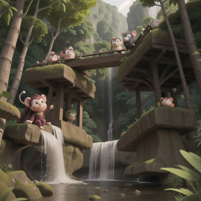 Image For Post Anime, bubble tea, monkey, forest, vampire, waterfall, HD, 4K, AI Generated Art