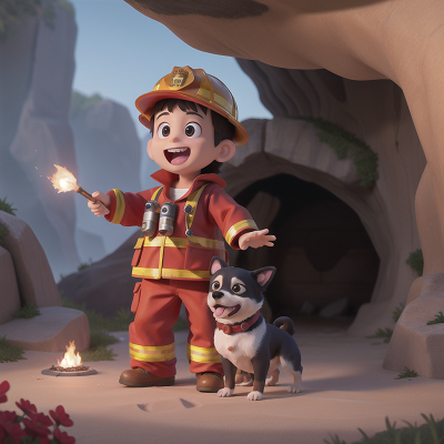 Image For Post Anime, dog, celebrating, firefighter, princess, cave, HD, 4K, AI Generated Art