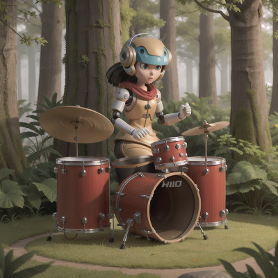 Image For Post Anime, robot, fog, drum, forest, key, HD, 4K, AI Generated Art