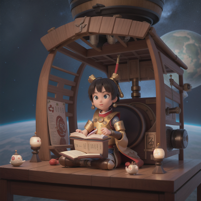 Image For Post Anime, flying carpet, space station, book, samurai, robotic pet, HD, 4K, AI Generated Art