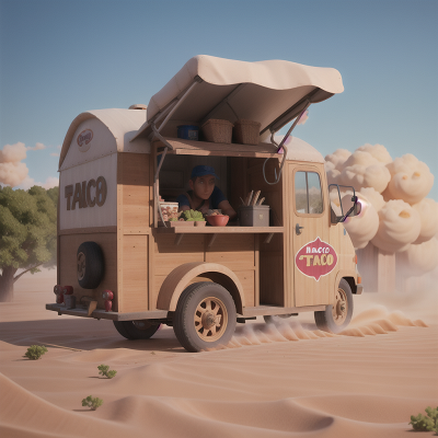 Image For Post Anime, sandstorm, village, bicycle, taco truck, farmer, HD, 4K, AI Generated Art