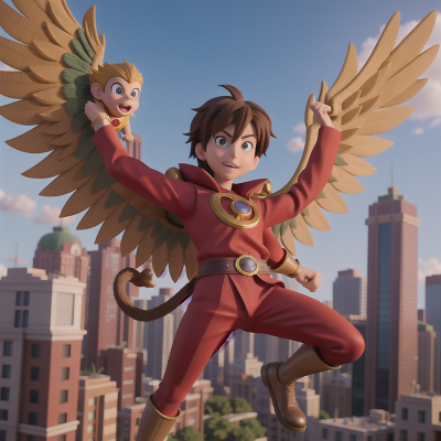 Image For Post Anime, city, phoenix, hero, monkey, villain, HD, 4K, AI Generated Art