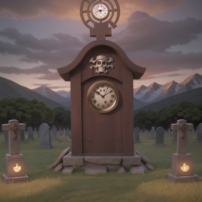 Image For Post Anime, clock, pirate, mountains, haunted graveyard, enchanted mirror, HD, 4K, AI Generated Art