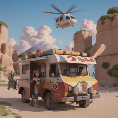 Image For Post Anime, taco truck, tribal warriors, sphinx, helicopter, clock, HD, 4K, AI Generated Art
