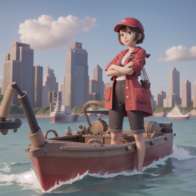 Image For Post Anime, city, island, umbrella, mechanic, boat, HD, 4K, AI Generated Art