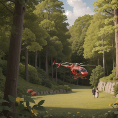 Image For Post Anime, helicopter, romance, forest, geisha, farm, HD, 4K, AI Generated Art