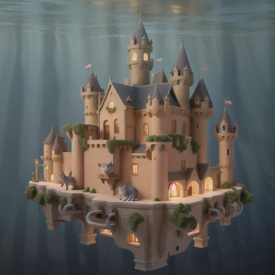 Image For Post Anime, medieval castle, laughter, underwater city, mechanic, cat, HD, 4K, AI Generated Art