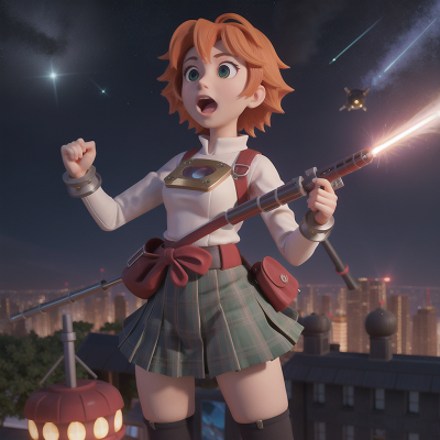 Image For Post Anime, bagpipes, meteor shower, futuristic metropolis, laser gun, singing, HD, 4K, AI Generated Art